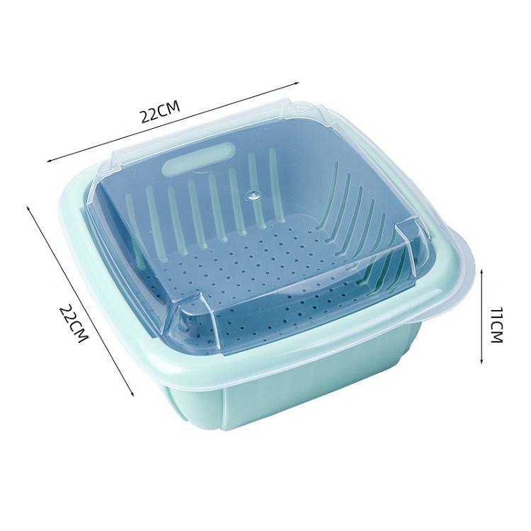 Household square refrigerator waterproof container plastic multifunctional food and fruit and vegetable waterproof basket with cover