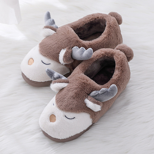 Cotton slippers home indoor non-slip women warm thick bottom simple bag with the moon shoes lovers fur slippers winter men