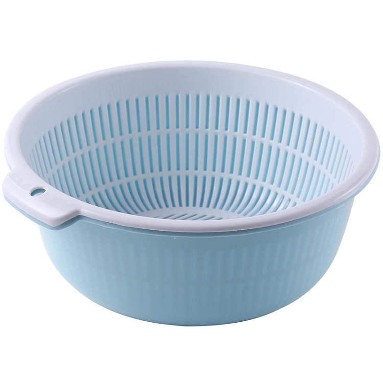 Double layer plastic drain basket kitchen round fruit basket household storage water filter wash basin simple creative wash basket