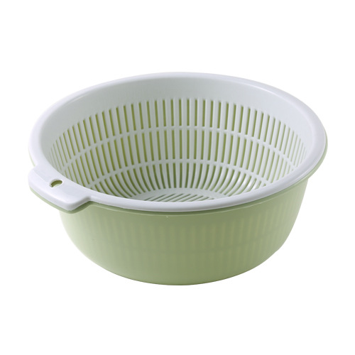 Double layer plastic drain basket kitchen round fruit basket household storage water filter wash basin simple creative wash basket
