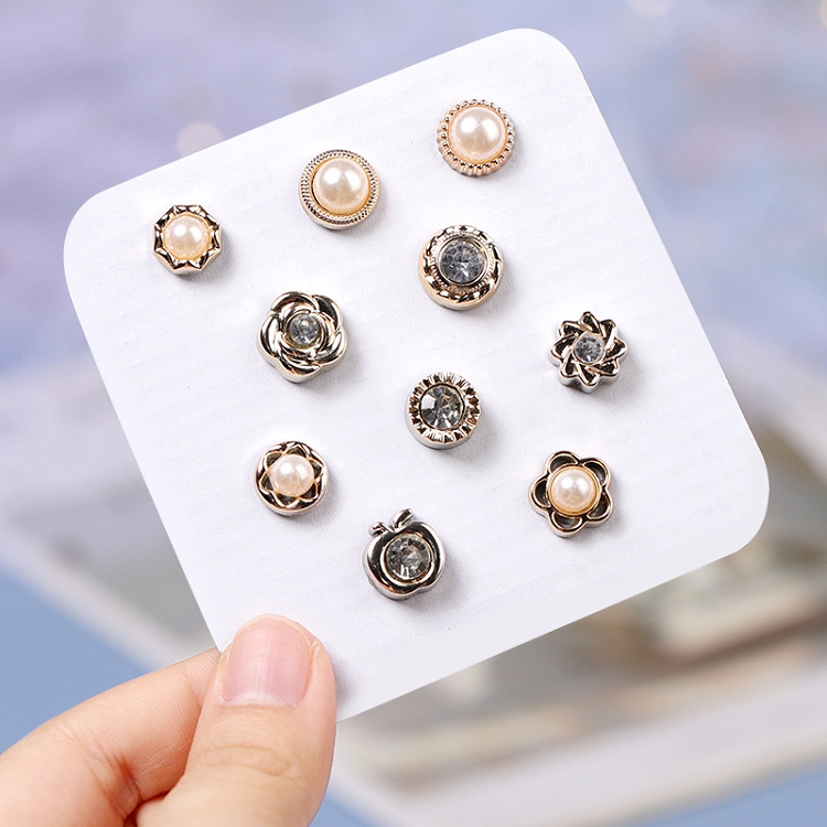 Button-free button-free adjustable lining garment ornament brooch flower pearl bow pin button