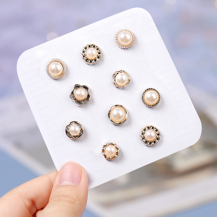 Button-free button-free adjustable lining garment ornament brooch flower pearl bow pin button