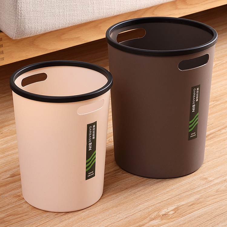Simple portable trash can Household living room kitchen toilet office paper basket with pressure ring plastic trash can