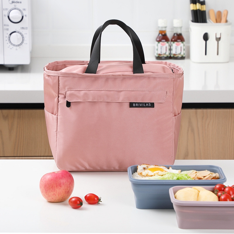 Portable thermal insulation bag Solid color outdoor portable lunch box bag thickened lunch insulation bag bento bag with rice bag