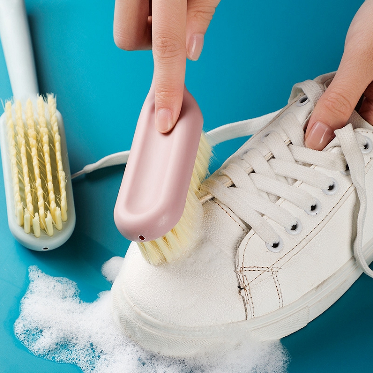 Household long handle shoe brush hanging plastic shoe brush multi-functional solid color cleaning brush does not hurt shoes soft bristles brush