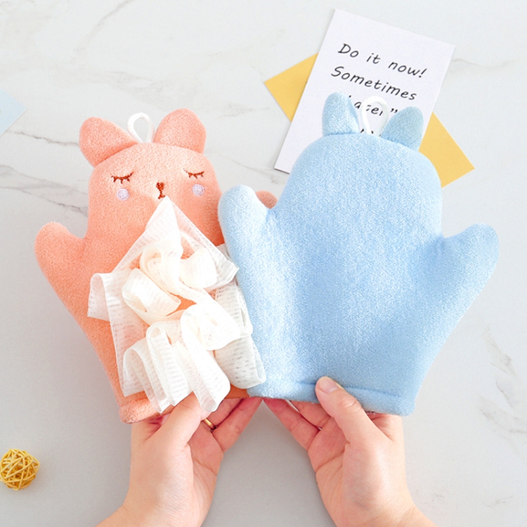 Painless rubbing gloves for children and babies double-sided rubbing towel is painless and does not hurt the skin when bathing