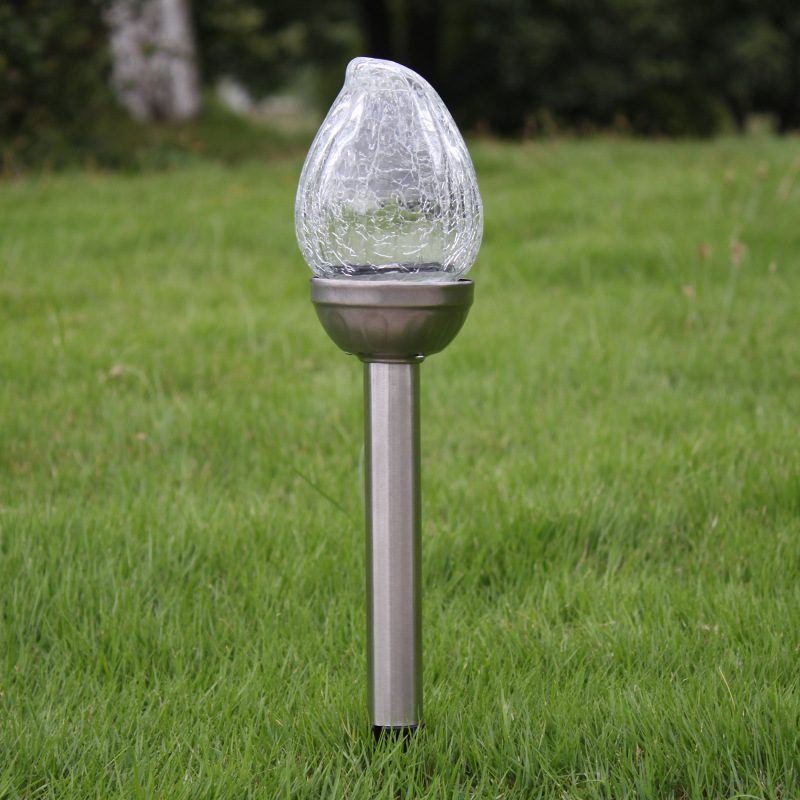Outdoor Stainless Steel Solar Crack Lamp Peach Light-Controlled Solar Ball Lamp Lawn Lamp Garden Lamp Garden Lamp Garden Lamp