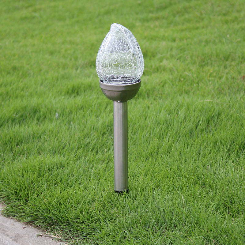 Outdoor Stainless Steel Solar Crack Lamp Peach Light-Controlled Solar Ball Lamp Lawn Lamp Garden Lamp Garden Lamp Garden Lamp