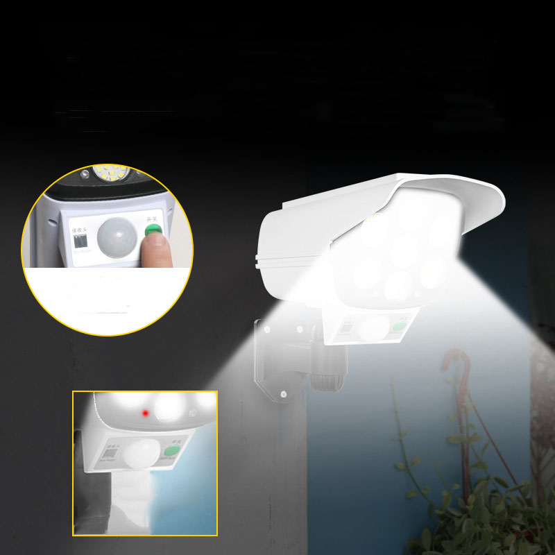 Solar LED Induction Wall Lamp Simulation Camera Light Fake Camera Remote Wireless Monitoring Anti-Thief Streetlights