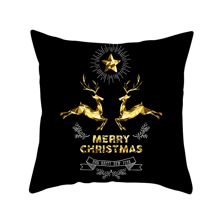 2021 Christmas Pillowcase Black Moose cross Border new printed peach pillowcase sofa cushion cover