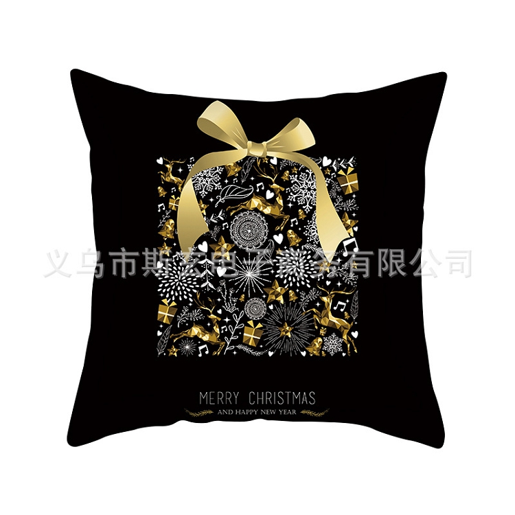 2021 Christmas Pillowcase Black Moose cross Border new printed peach pillowcase sofa cushion cover