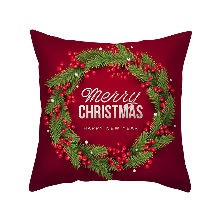 Christmas Pillowcase Red Moose Gift Cross-border new printed peach pillowcase sofa office cushion cover