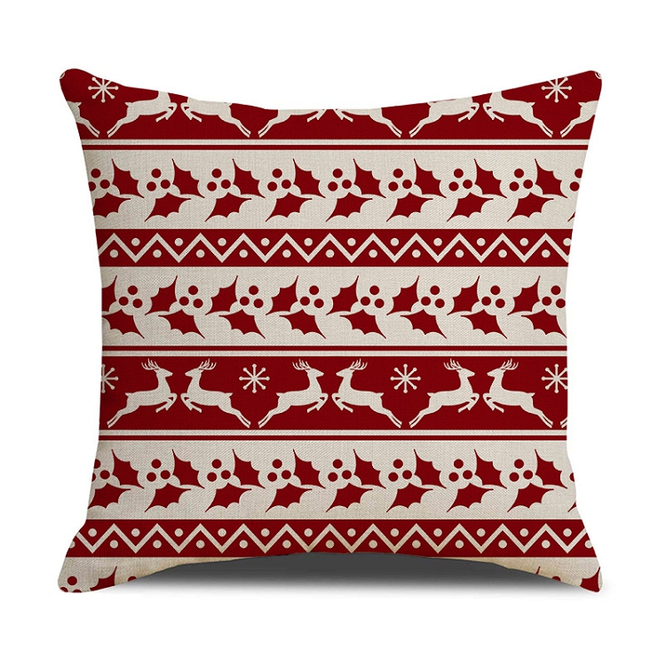 2021 Christmas striped flax print home furnishings Car sofa seat pillow waist pillow case