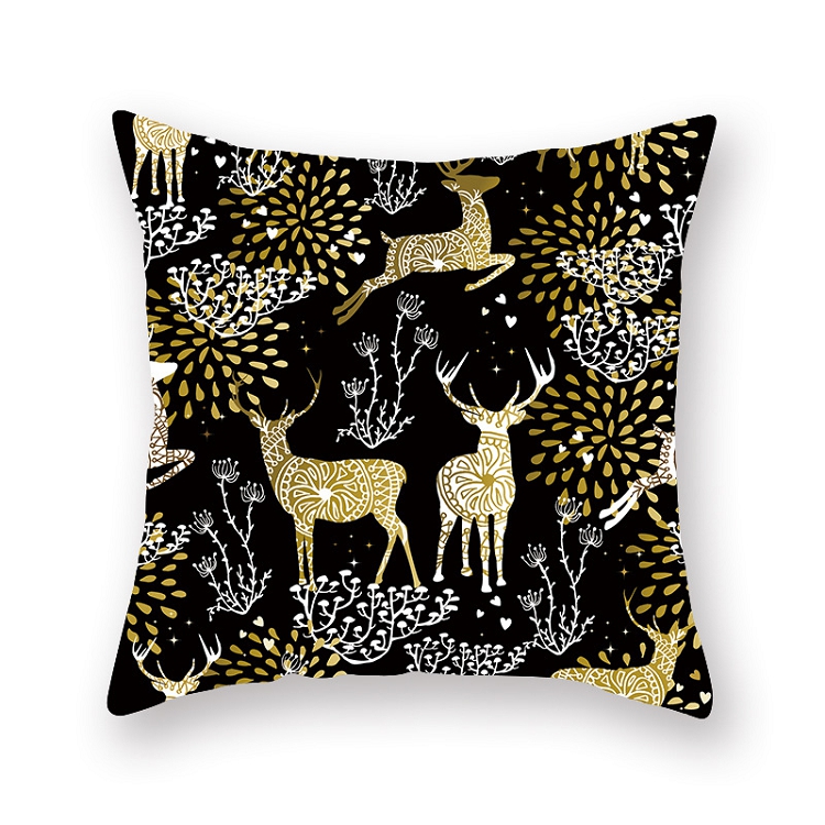 Christmas Pillowcase Golden Moose Gift Cross-border new printed peach pillowcase sofa office cushion cover