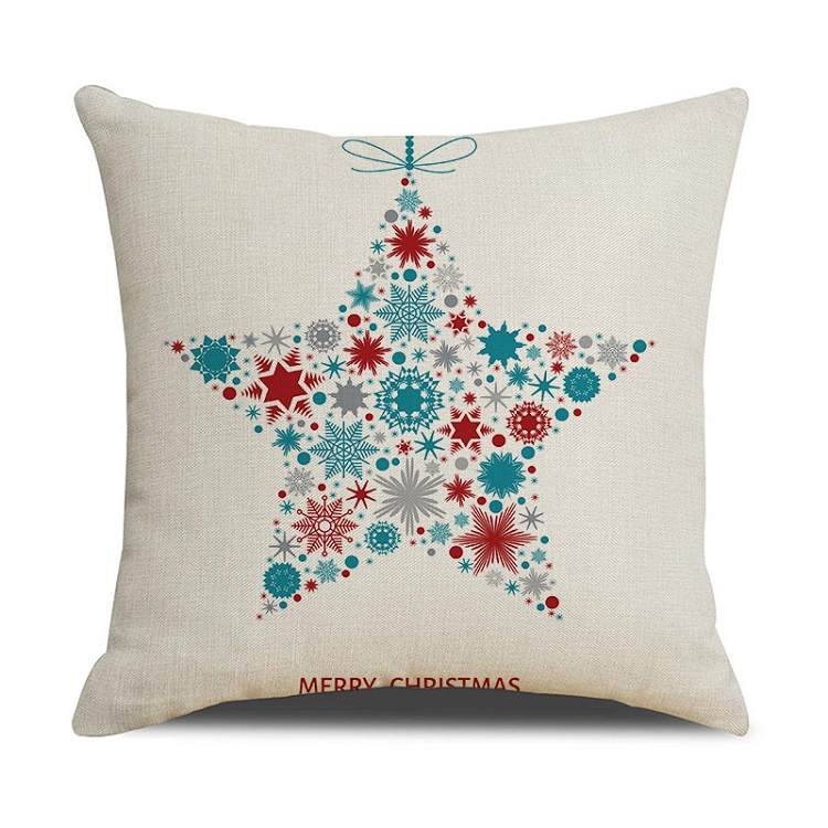 2021 New Christmas cartoon Geometric Pillow cover Amazon Cross Border Sofa cushion cover Flax North European pillow