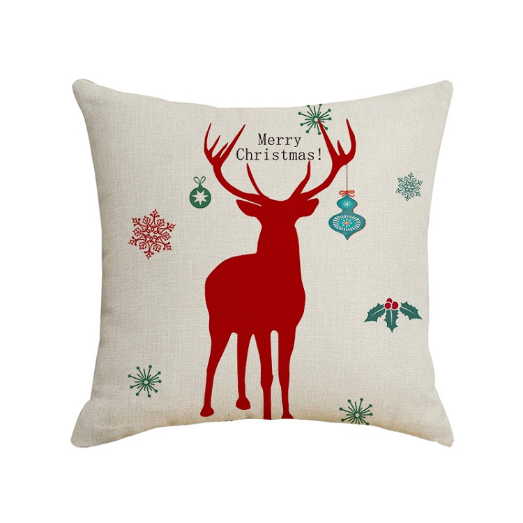 Amazon home Christmas snow elk plaid letters hold pillow case flax cushion waist pillow case wholesale