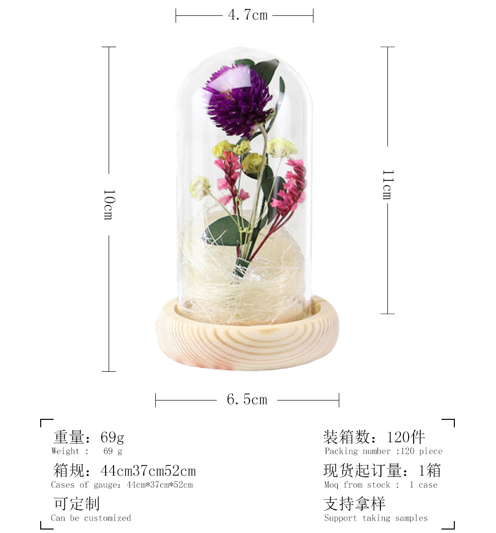 Eternal dandelion flower preserved dandelion in glass dome  JM-099-88