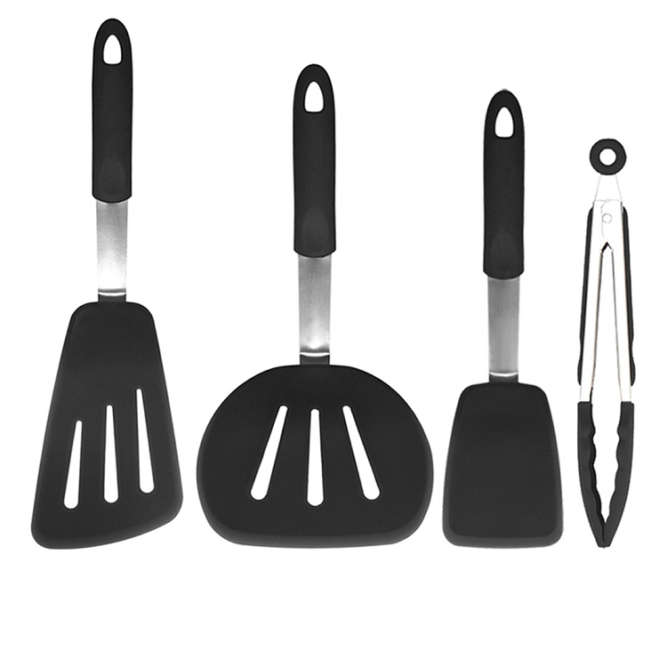Amazon creative silicone cookware four sets of non-stick pan for spatula food grade silicone spatula leak spatula