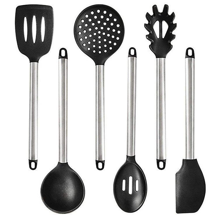 New Chinese style stainless steel handle silicone kitchen utensils and 8 suit for silicone spatula spaghetti spoon kitchen utensils