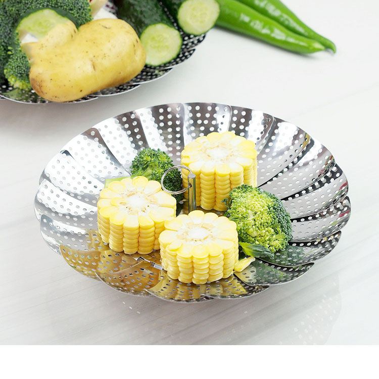 9 inches stainless steel folding steamer telescopic steamer rack changed steamer steamed stuffed bun lotus water steaming steamed bread plate