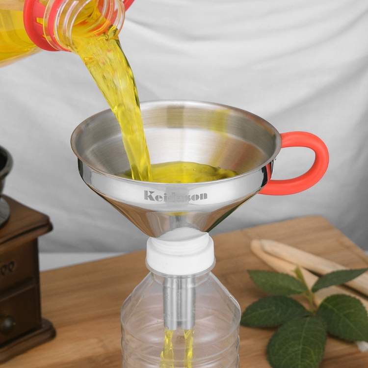 Functional Stainless Steel Kitchen Oil Honey Funnel with Detachable Strainer/Filter for Perfume Liquid Water Tools