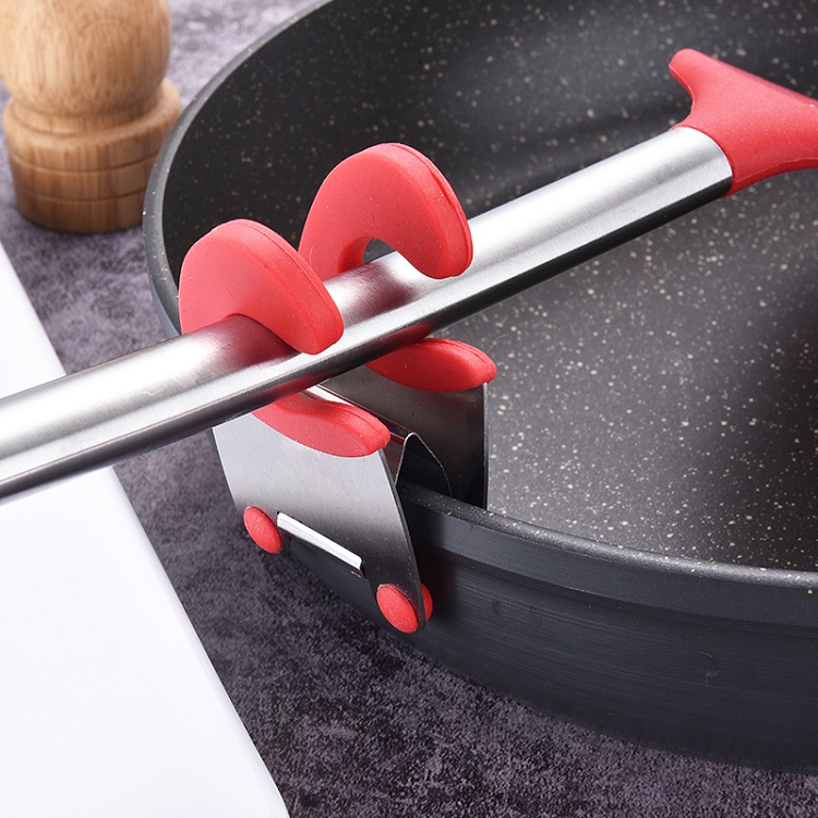 Heat Resistance TPR Handle Pot Soup Spoon Cookware Side Clip Rest Holder Clamp For Cooking