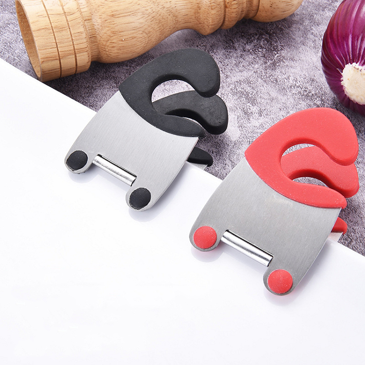 Heat Resistance TPR Handle Pot Soup Spoon Cookware Side Clip Rest Holder Clamp For Cooking