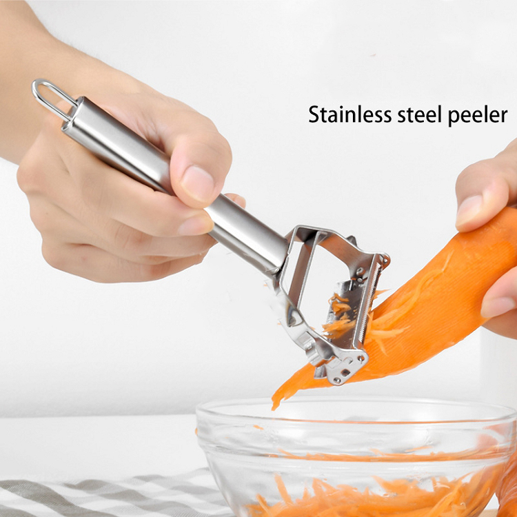Ultra sharp Stainless steel dual julienne rotating potato fruit and vegetable peeler