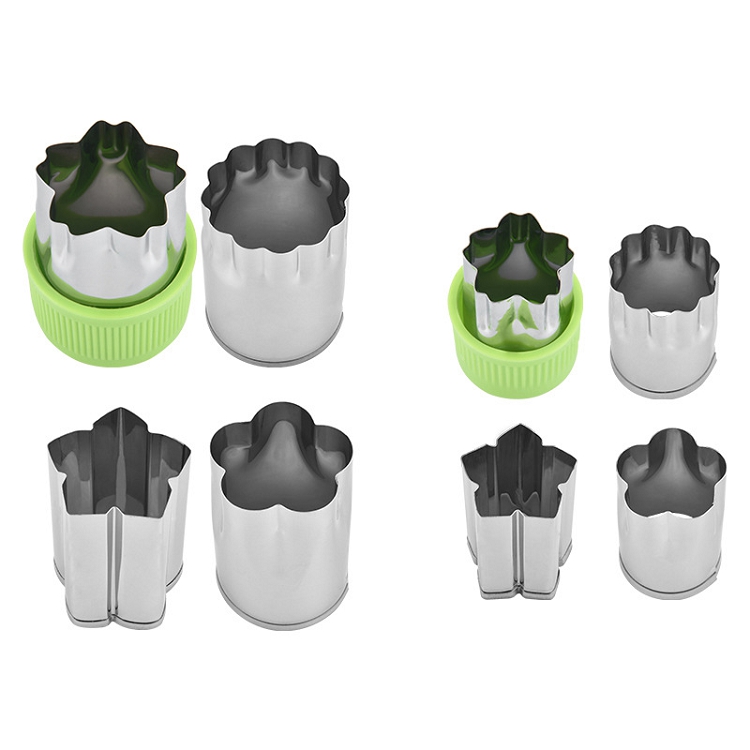 Replaceable handguard stainless steel vegetable and fruit flower cutter 8-piece set, melon and vegetable shape cutting biscuit mold