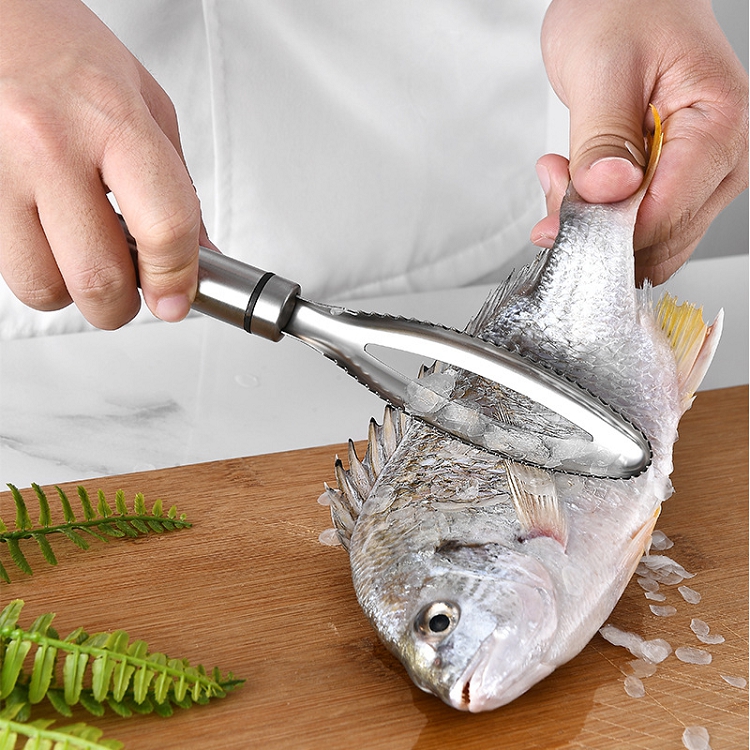 2021 Stainless Steel Cleaning Fish Scale Knife Fish Skin Scraper Peeler Remover Scaler Brush Seafood Tools
