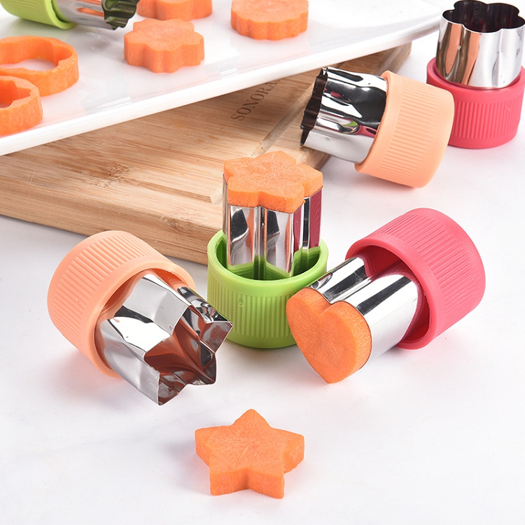 2 piece set of stainless steel melon and vegetable shape cut biscuit mold, vegetable baby food supplement cut flower mold