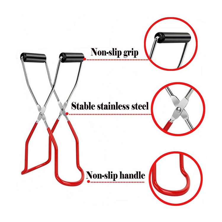 6Pcs Stainless Steel Canning Jar Lifter With Grip Handle Tongs Set Anti-scalding Lifter Non-slip Jar Lifter