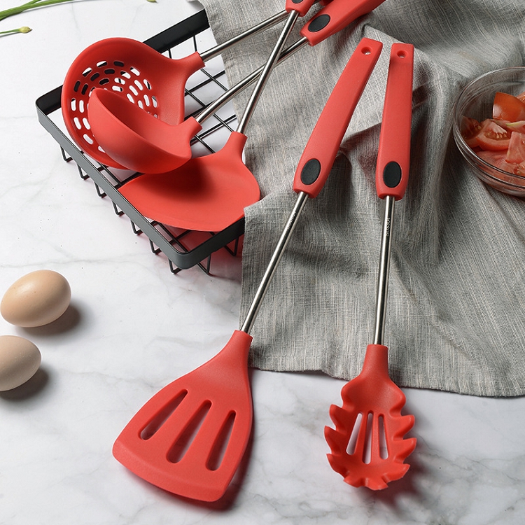 Kitchen King 6 pieces non stick red color cooking sets Ladle Turner Spoon Skimmer