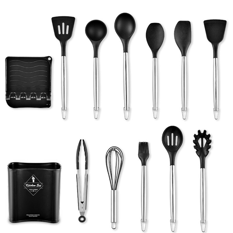 Food Grade Silicone Stainless Steel Handle Kitchen Utensil Sets Cooking Tools