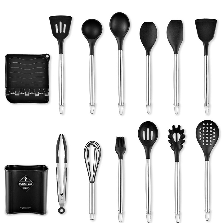 Food Grade Silicone Stainless Steel Handle Kitchen Utensil Sets Cooking Tools