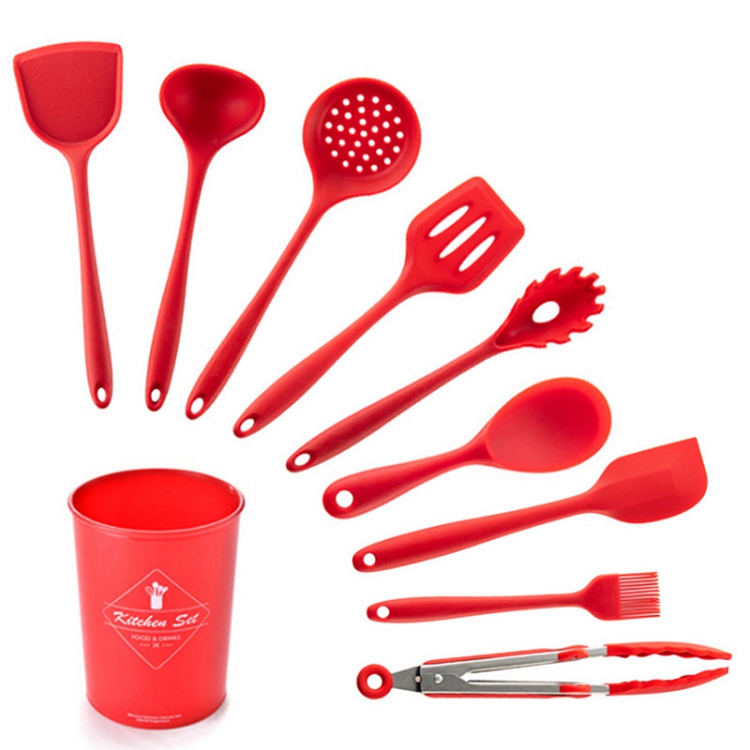 6-color 12 pcs Wooden Handle Cooking Tools Accessories Gadgets Silicone Kitchen Utensil Set