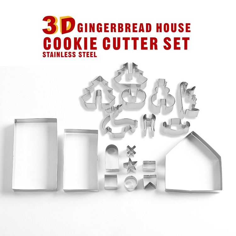 3D Christmas Cookie Cutters Set 18 Piece Cookie Cutters Holiday Cookie Biscuit Cutter Set For Kids Christmas Party