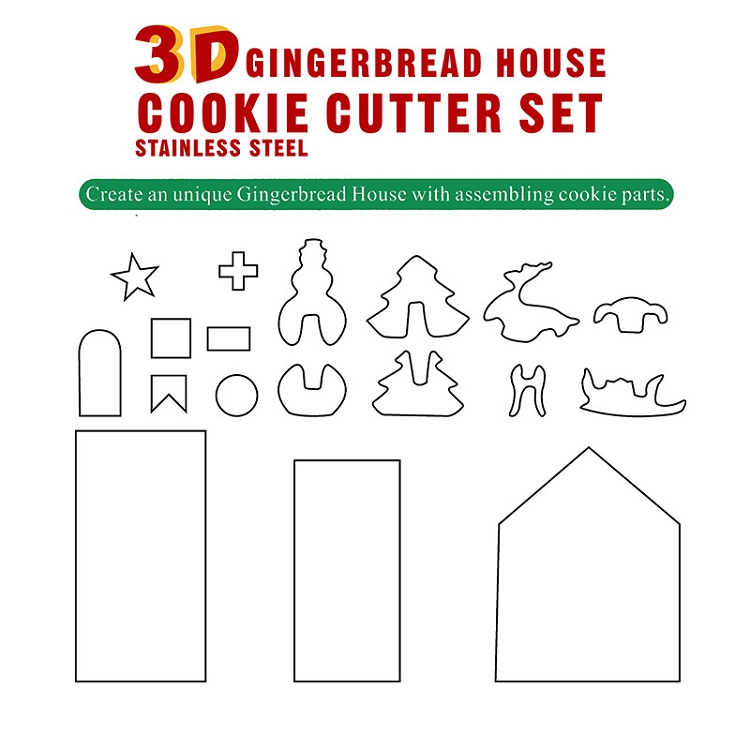 3D Christmas Cookie Cutters Set 18 Piece Cookie Cutters Holiday Cookie Biscuit Cutter Set For Kids Christmas Party