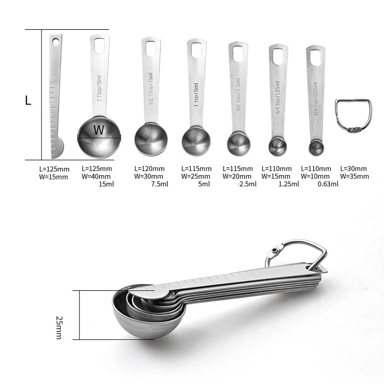 Amazon Measuring Cups Stainless Steel Top Seller 7pcs Mini Coffee Measuring Spoon