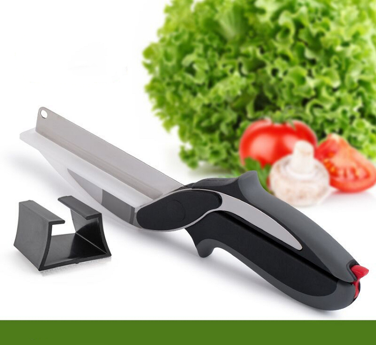 2 in 1 Smart built-in cutting board clever cutter kitchen scissors for vegetable fruit food