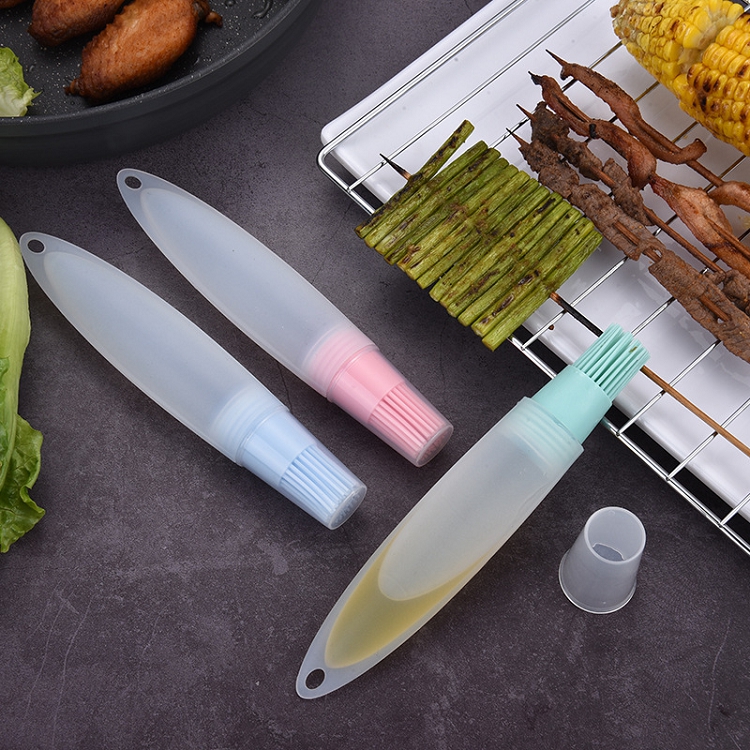 Hot Set Food Grade Kitchen Utensils 6 Colors Oiler Tools Silicone Oil Brush Bottle