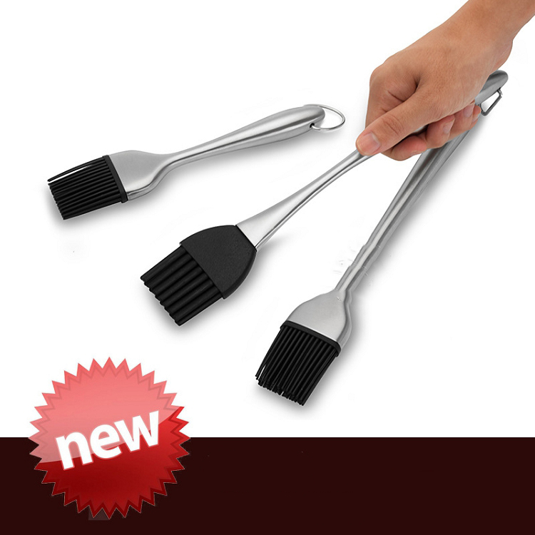 Novelty 7.5 inch silicone baking and pastry brush with stainless steel handle