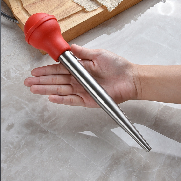 Stainless Steel Heat Resistant Meat Injectors Baster Syringe With Silicone Bulb and Brush