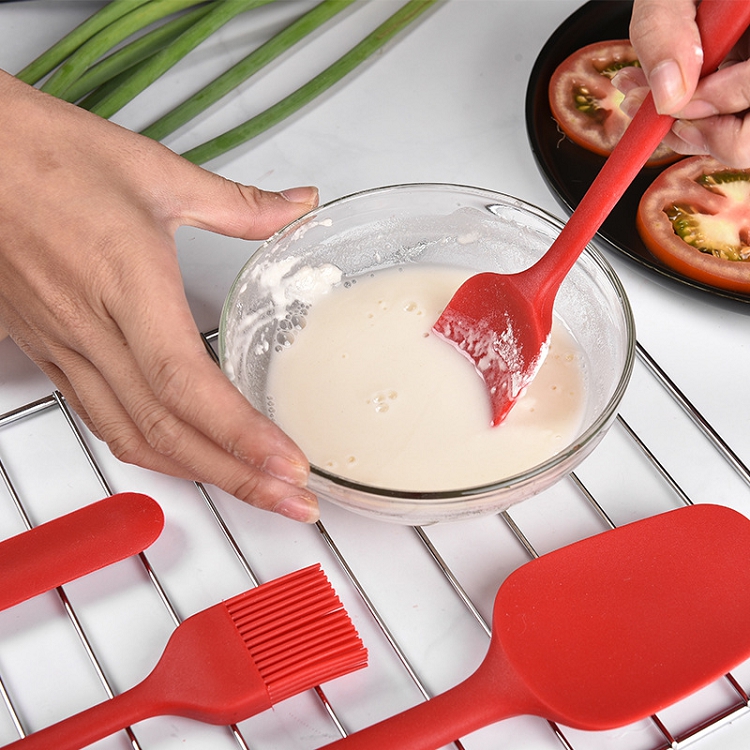 6pcs/set Silicone Spatula Sets Candy Color Cooking Tools Set Non-stick Cooking Spoon Pot Brush Spatula Ladle Egg Beaters