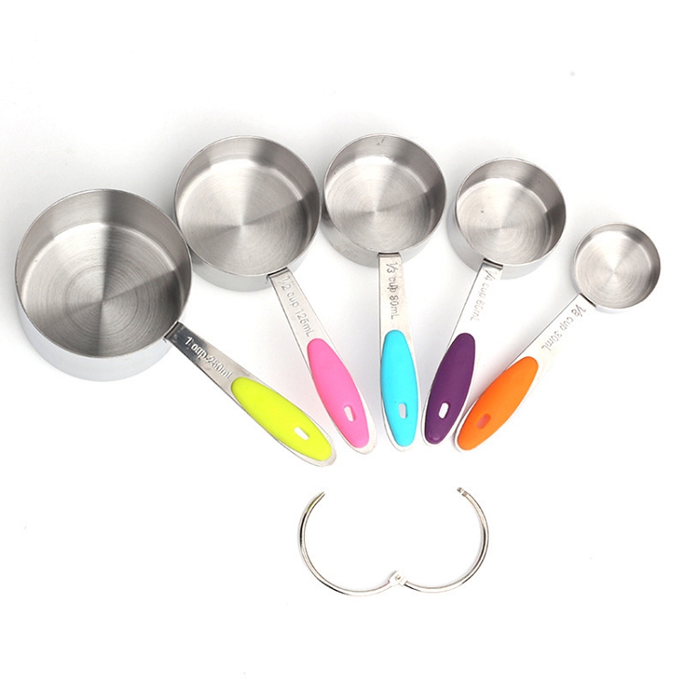 Nonslip Silicone Handle Measuring Cups Measuring Spoon Stainless Steel Measuring Cups and Spoons Set of 10