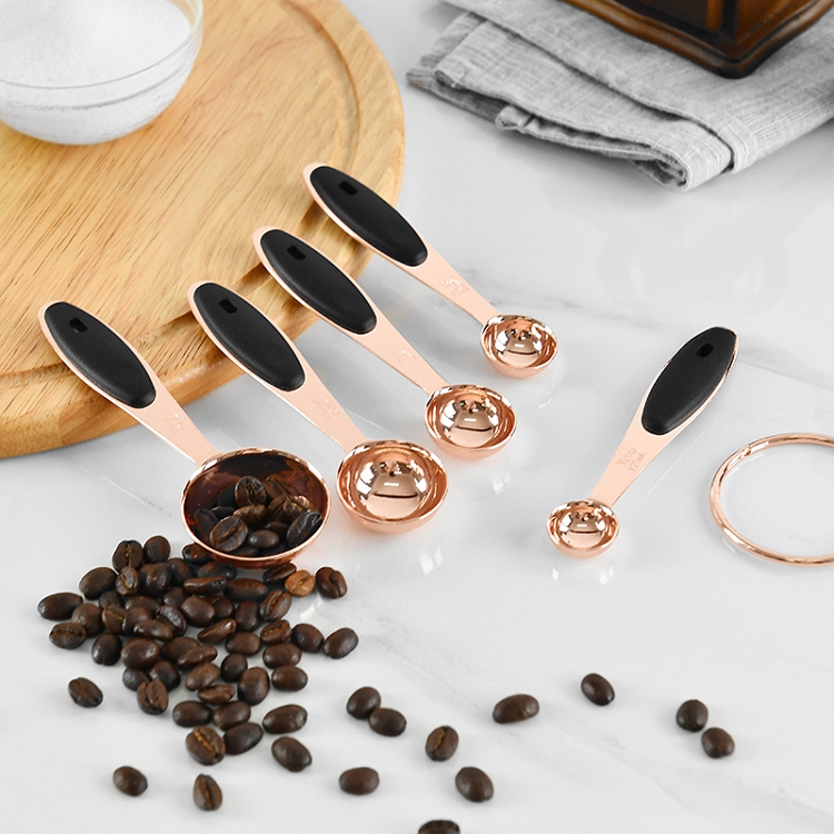 High Quality golden Copper-plated stainless steel Measuring Cup measuring spoon set