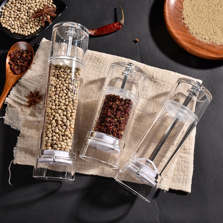 Cylindrical transparent pepper acrylic hand grinder Pepper grinder sea salt granule grinder