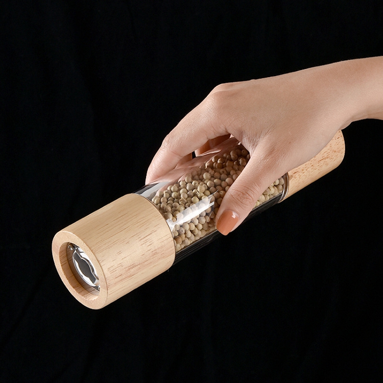 Internal visible oak splicing acrylic pepper grinder, pepper powder and pepper grinder, manual grinder