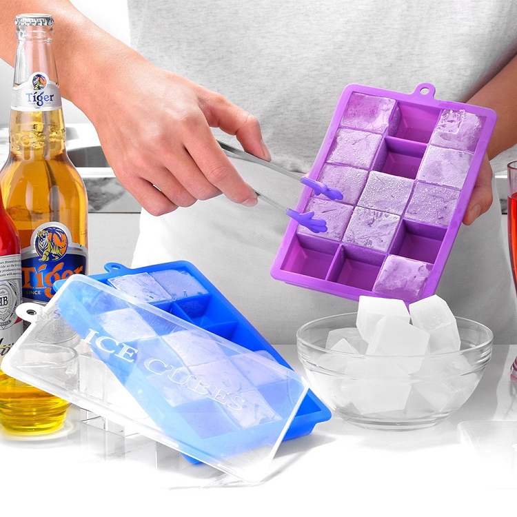 24 Holes Silicone Reusable Square Bar Small Ice Box Colored