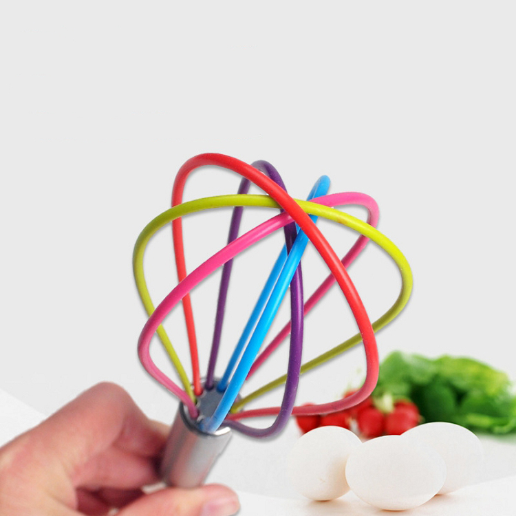 Cheap price and high quality 10inch and 12inch silicone egg beater Colorful whisk silicone kitchen whisk tool